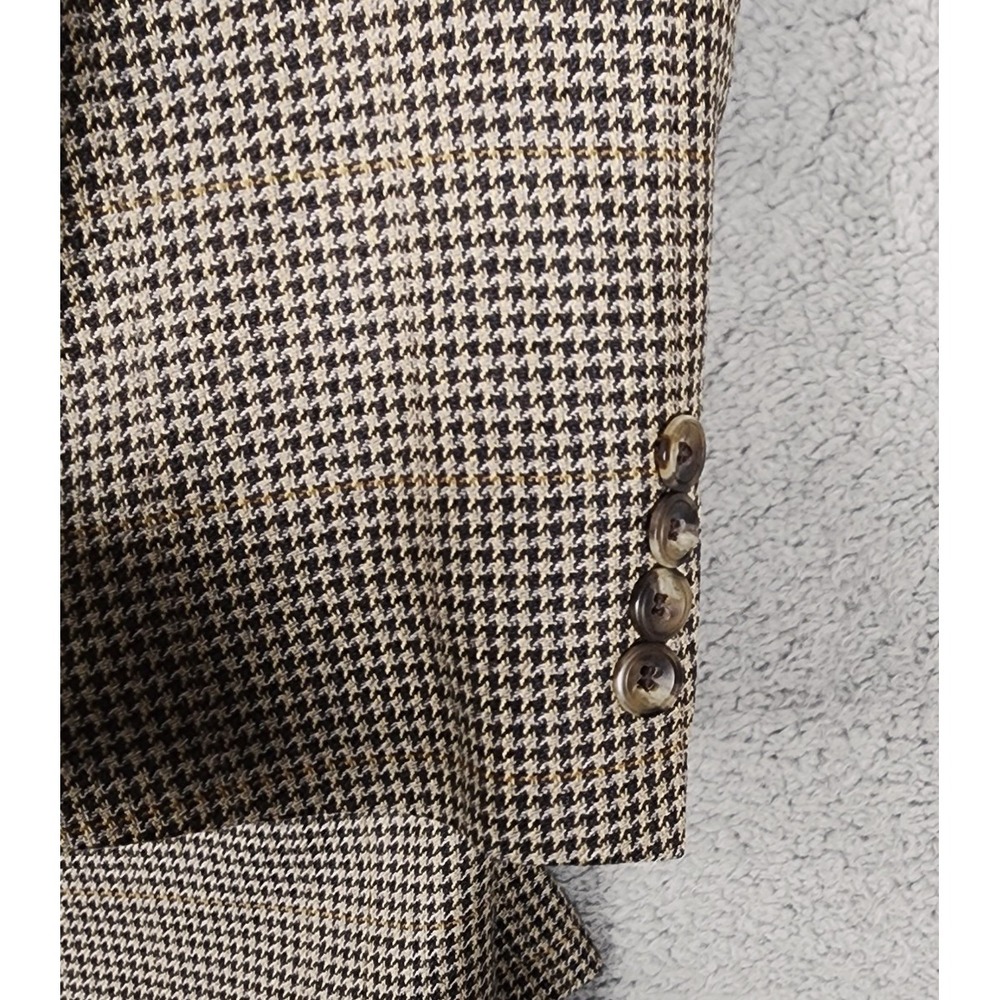 Jos A Bank Executive Collection Blazer Jacket Sz 42S Silk Wool Blend Houndstooth - Picture 11 of 15